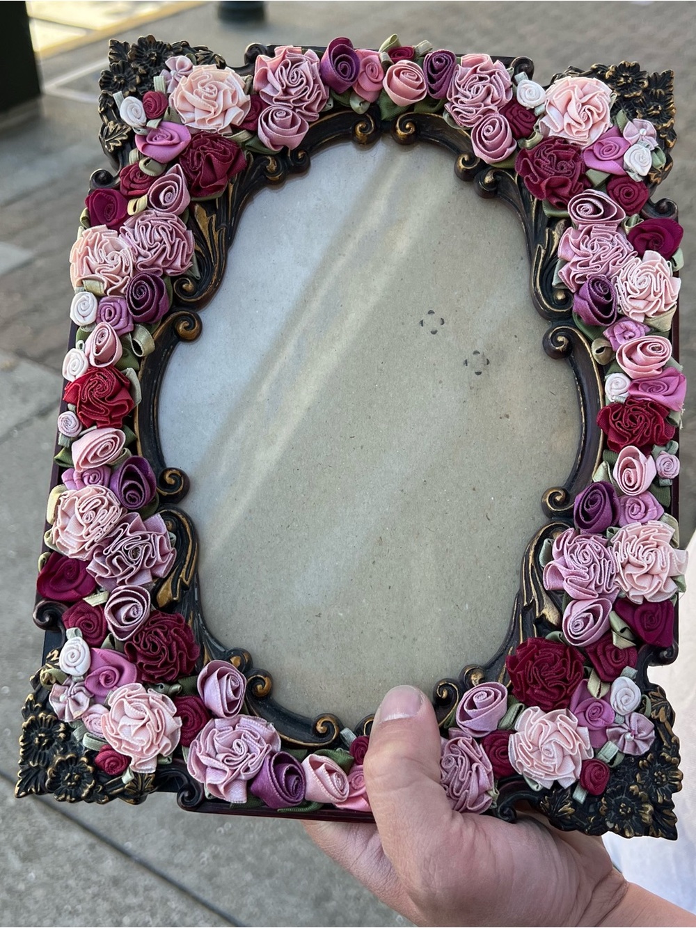 Ornate Whimsigoth Fabric Rose Picture Frame